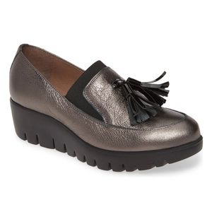 Wonders Talla Loafer Wedge Lead Metallic Leather size 39